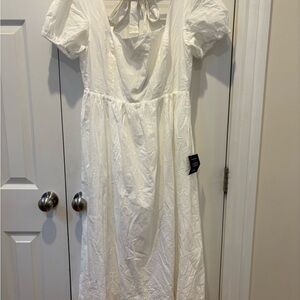 Lulu's Ivory Puff Sleeve Dress